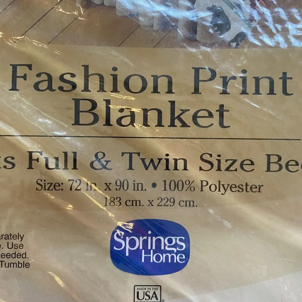 NEW Vintage Aztec Blanket Twin Full Snow Trees Bears Deer Outdoor 72x90” USA spr